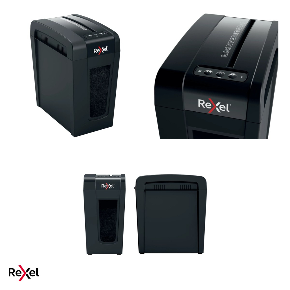 Distrugator de documente Rexel Secure X8 Slim cu alimentare manuala, taiere cross-cut P-4, 8 coli, cos de 14 l cu geam de vizualizare, Whisper-Shred sub 60 dBA, LED de supraincalzire [5]