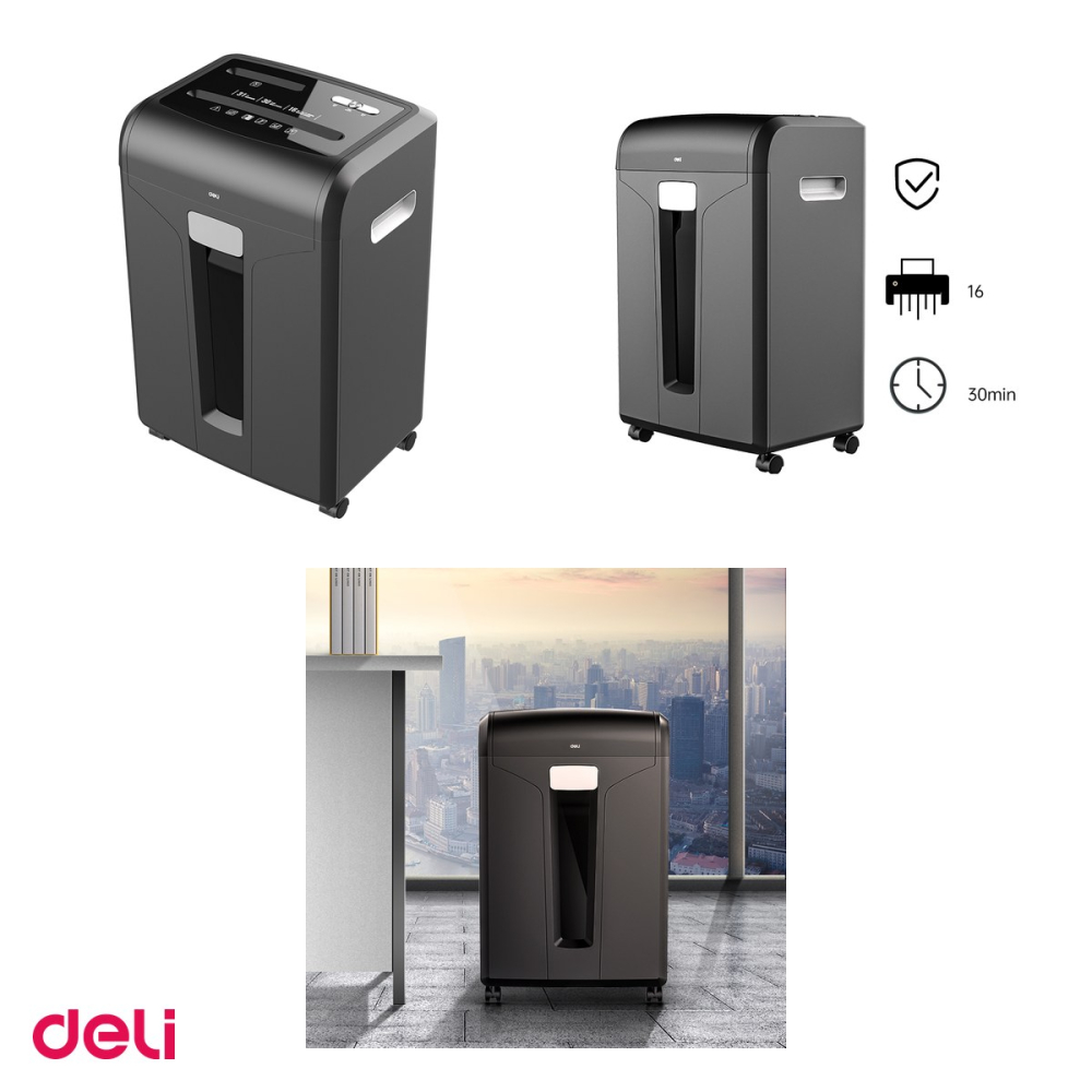 Distrugator documente Deli 14400 Cross Cut, taiere cross-cut, 4x40, 16 coli, niv securitate 4, 615x390x302 mm [4]
