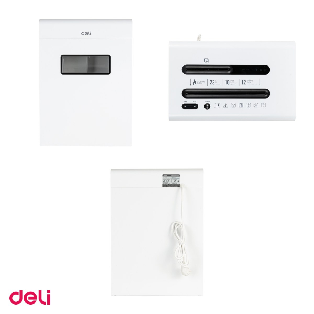 Distrugator documente Deli 9903 Cross Cut, taiere cross-cut, 3x25, 10 coli, niv securitate 4, 615x450x305 mm [4]
