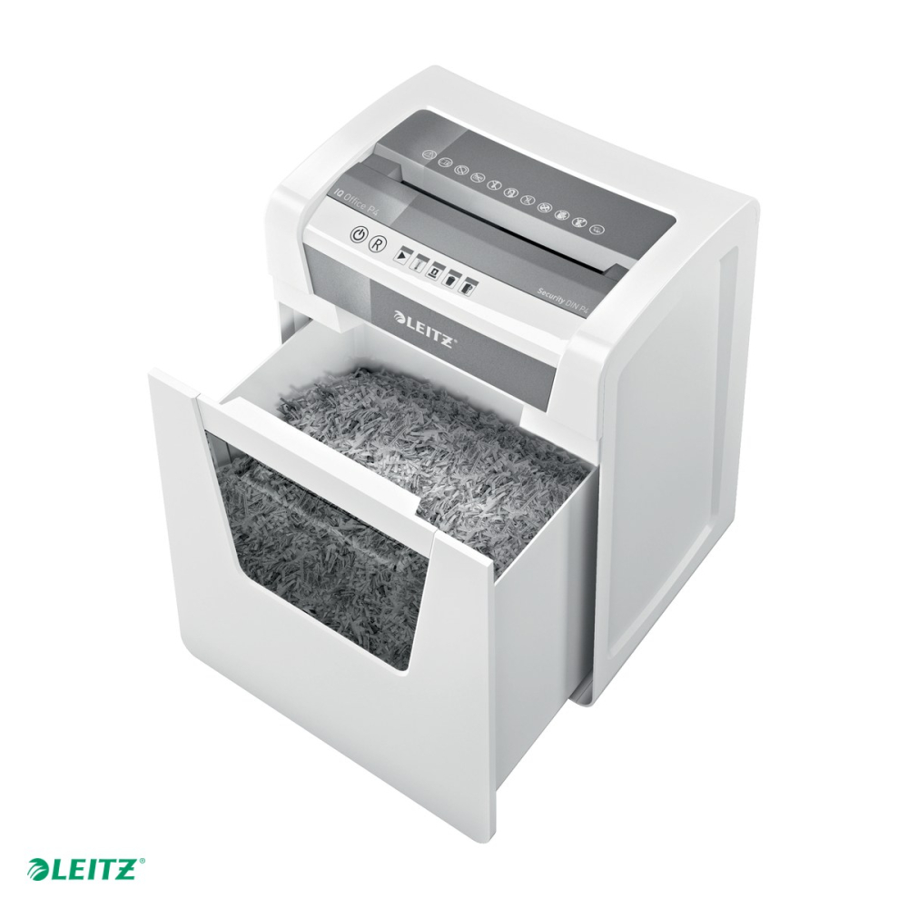 Distrugator documente manual Leitz IQ Office, P4, cross-cut (confeti), taiere 15 coli, cos 23l, alb [5]