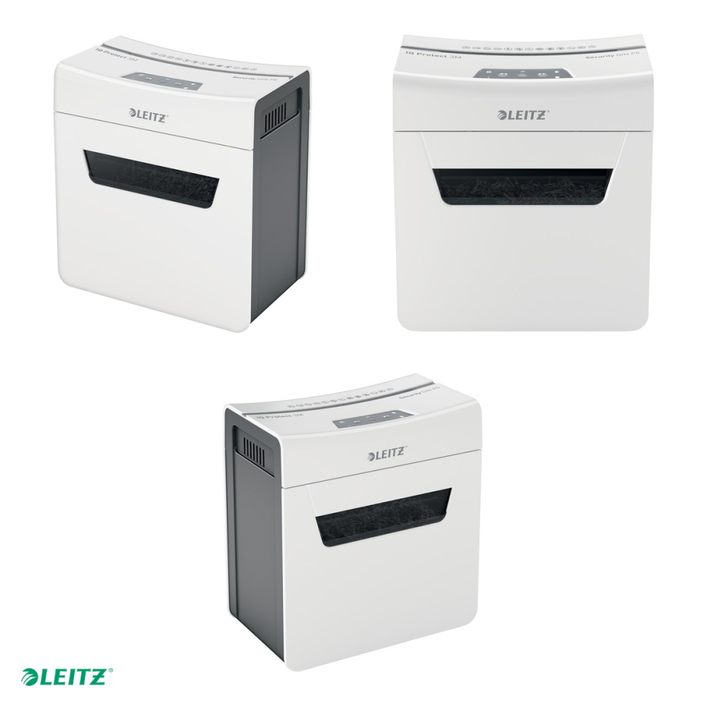Distrugator documente manual Leitz IQ Protect 3M, P5, micro-cut (particule), taiere 3 coli, cos 10l, alb [4]