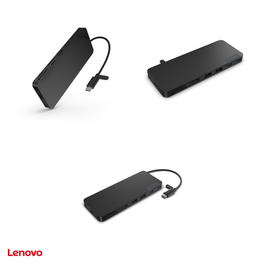 Docking station de calatorie USB-C Lenovo USB-C Slim Travel Dock, 8 porturi, HDMI 2.1 4K la 60 Hz, pass-through pana la 65 W, cititor de carduri SD si microSD, negru, 4X11N40212 [4]