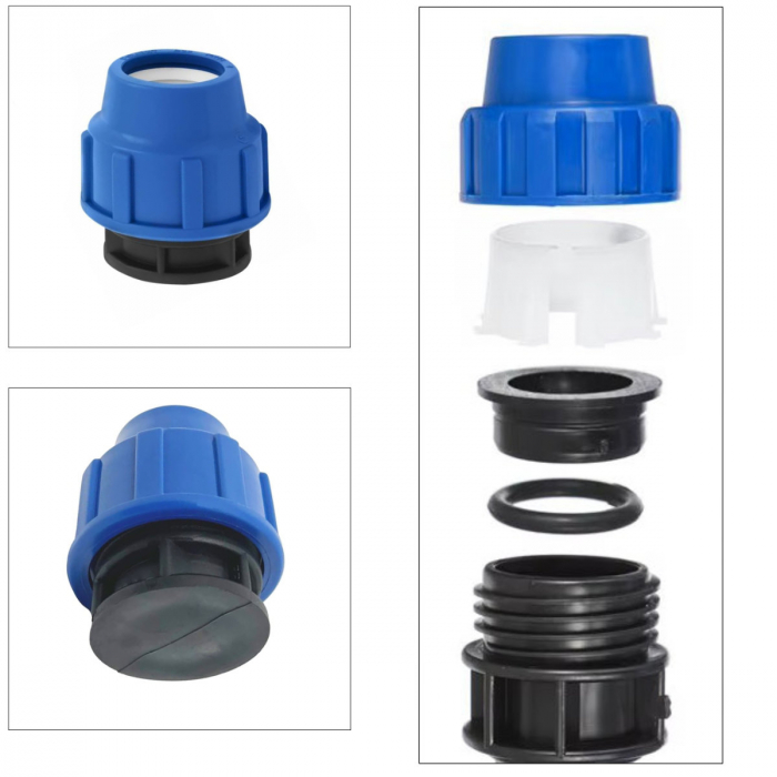 Dop inchidere PEHD 32mm, presiune 16 bar, pentru conducte apa, irigatii si antiincendiu, albastru-negru [3]