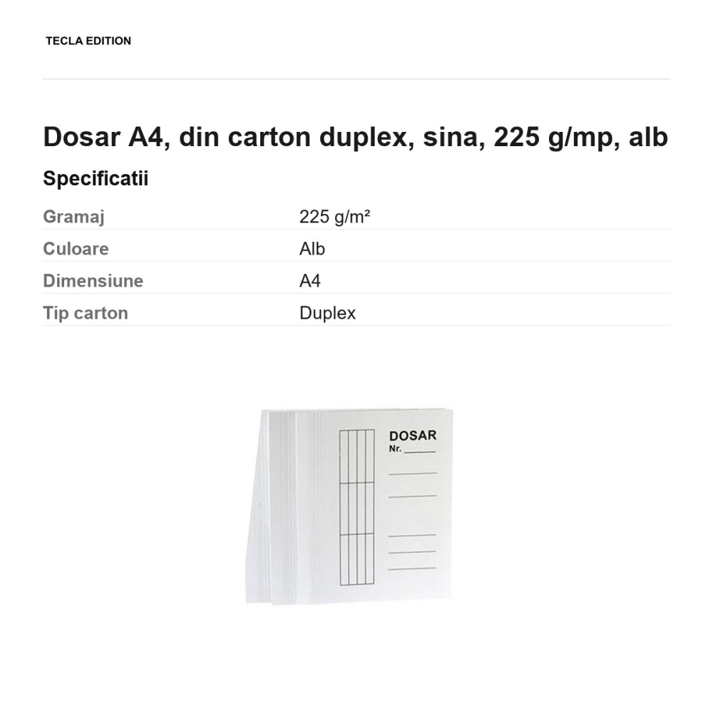 Dosar A4, din carton duplex, sina, 225 g/mp, alb [3]