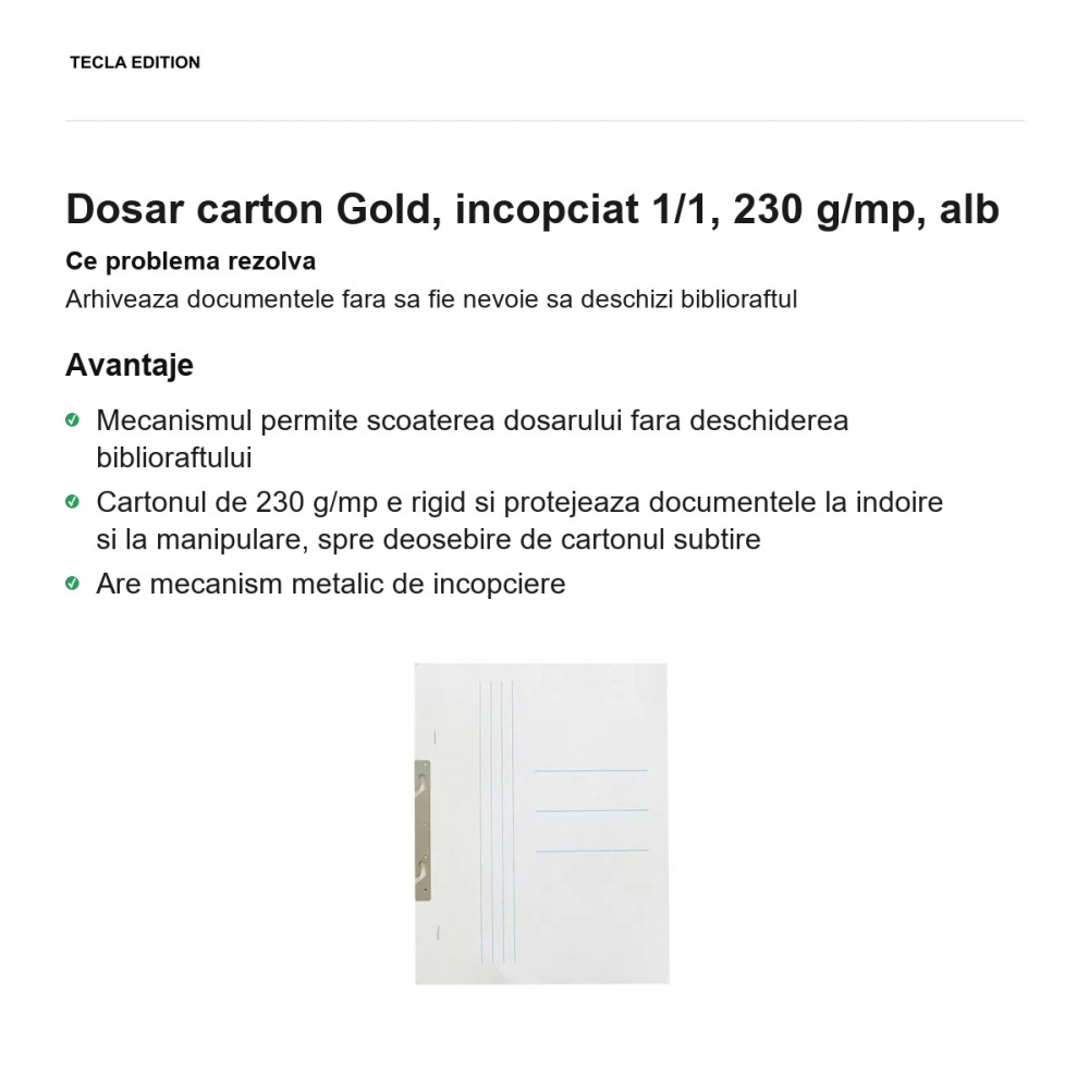 Dosar carton Gold, incopciat 1/1, 230 g/mp, alb [2]