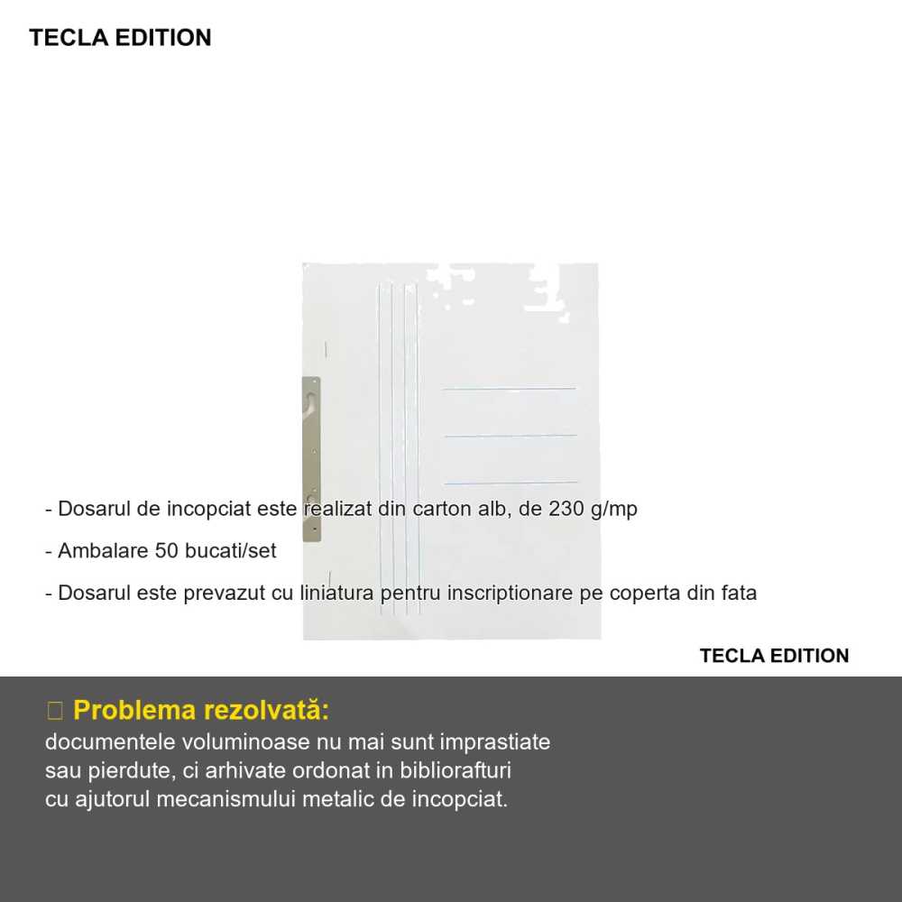 Set 10 dosare carton incopciat Tecla Edition Gold, 230 g/mp, pentru arhivare in bibliorafturi [2]