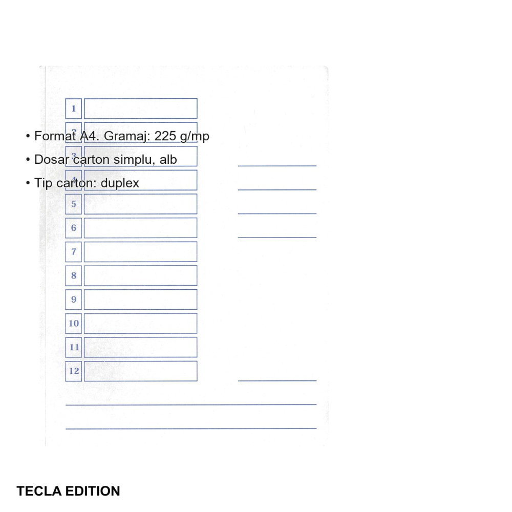 Dosar carton simplu Tecla Edition, format A4, alb, gramaj 225 g/mp, set 100 bucati, pentru arhivare si organizare documente [3]