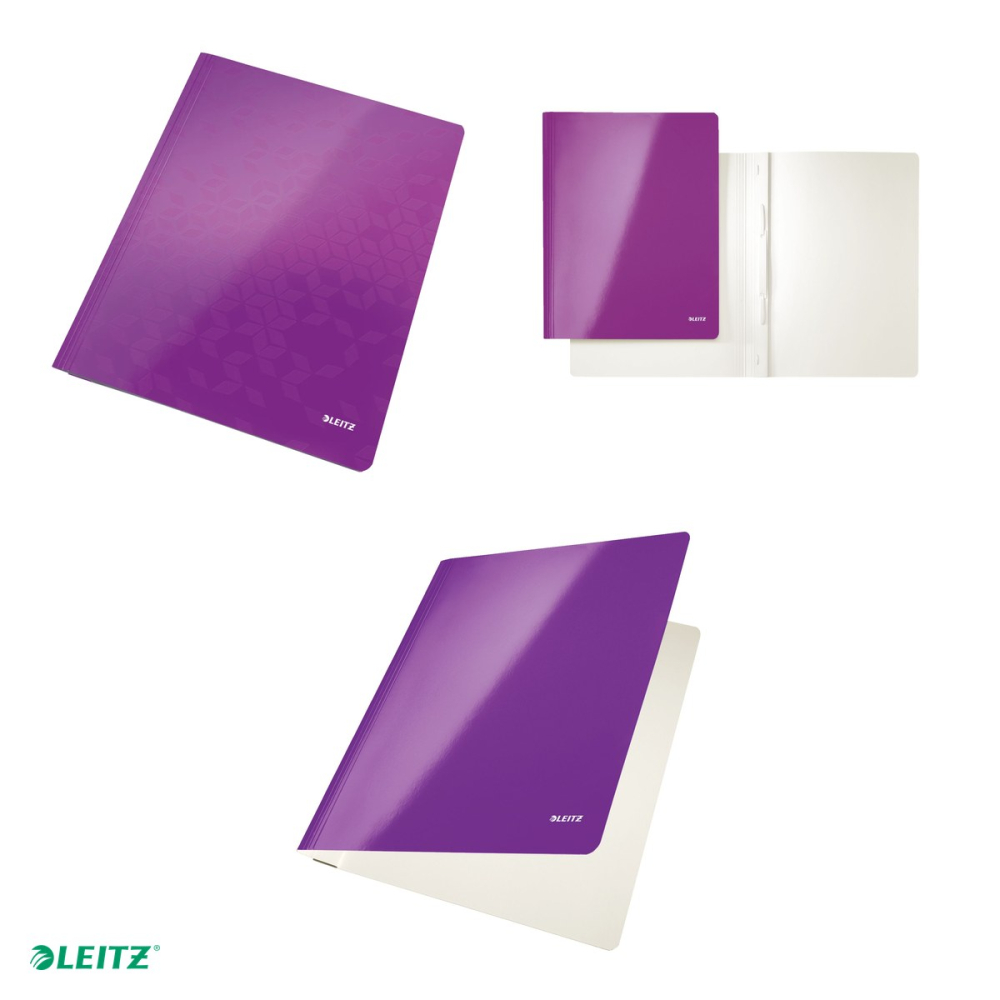 Dosar cu sina Leitz WOW, carton laminat, A4, capacitate 250 coli, pentru arhivare, mov [4]