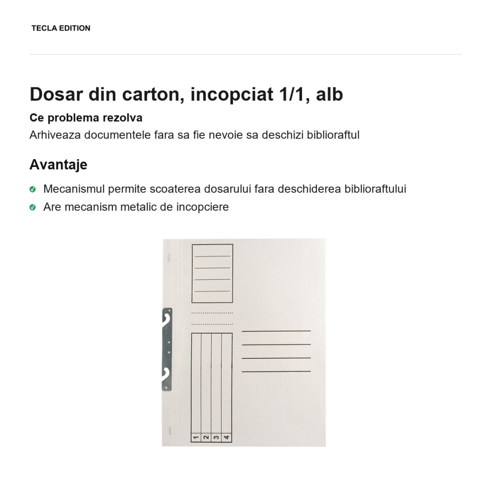 Dosar din carton, incopciat 1/1, alb [2]