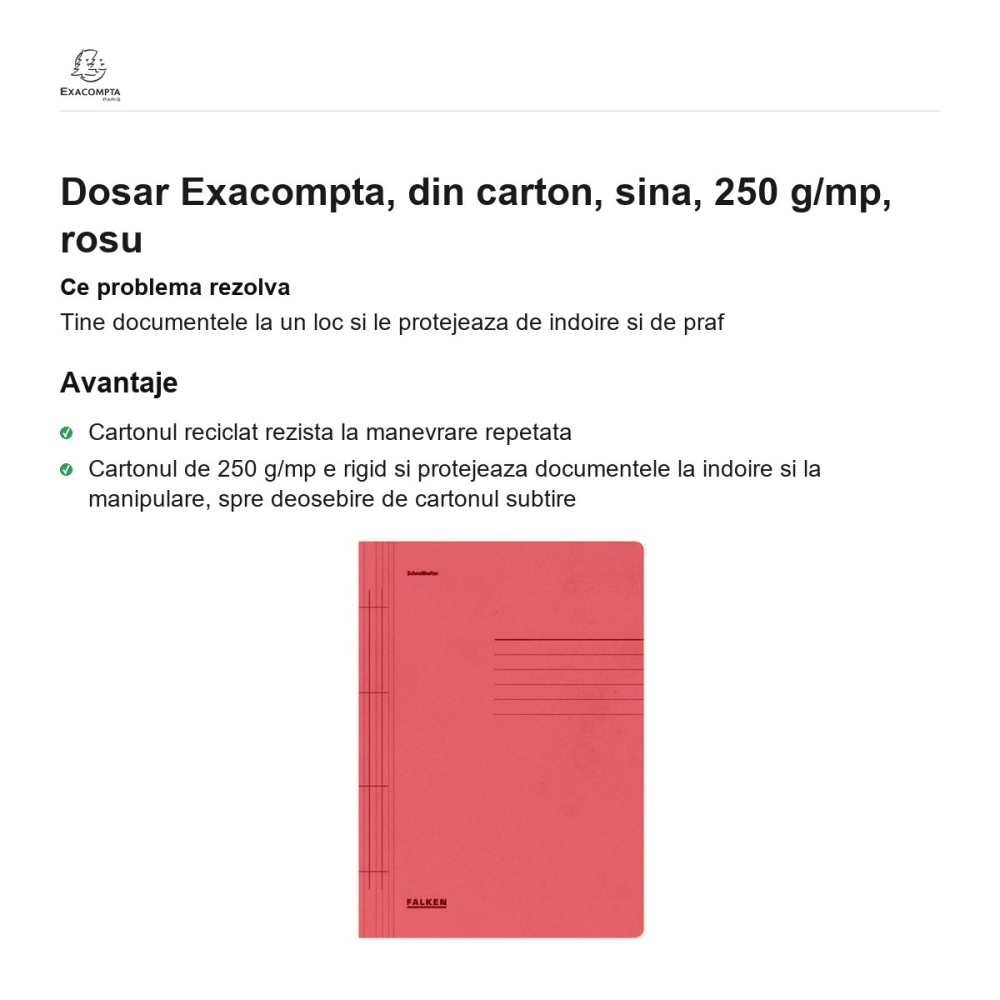 Dosar Exacompta, din carton, sina, 250 g/mp, rosu [2]