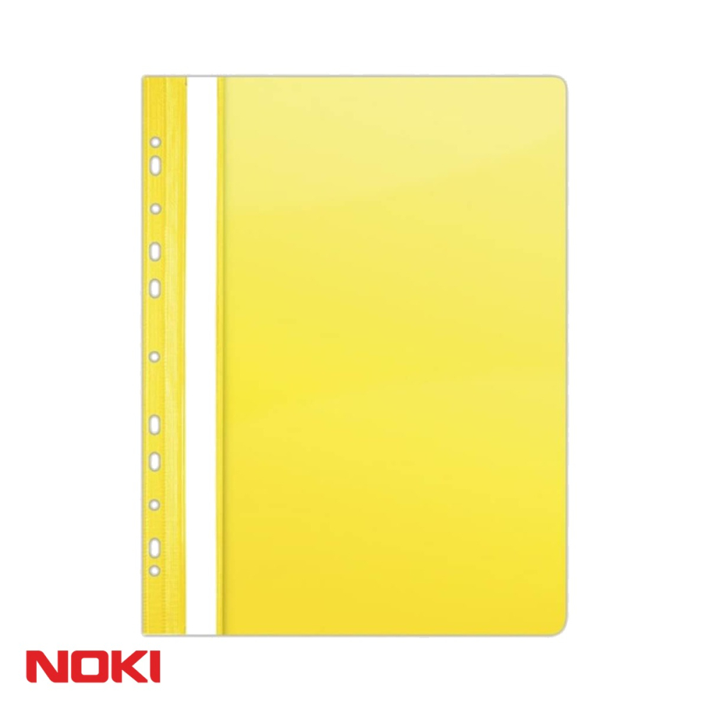 Set 10 dosare plastic cu sina si multiperforatii Noki, format A4, galben, pentru arhivare in biblioraft [1]