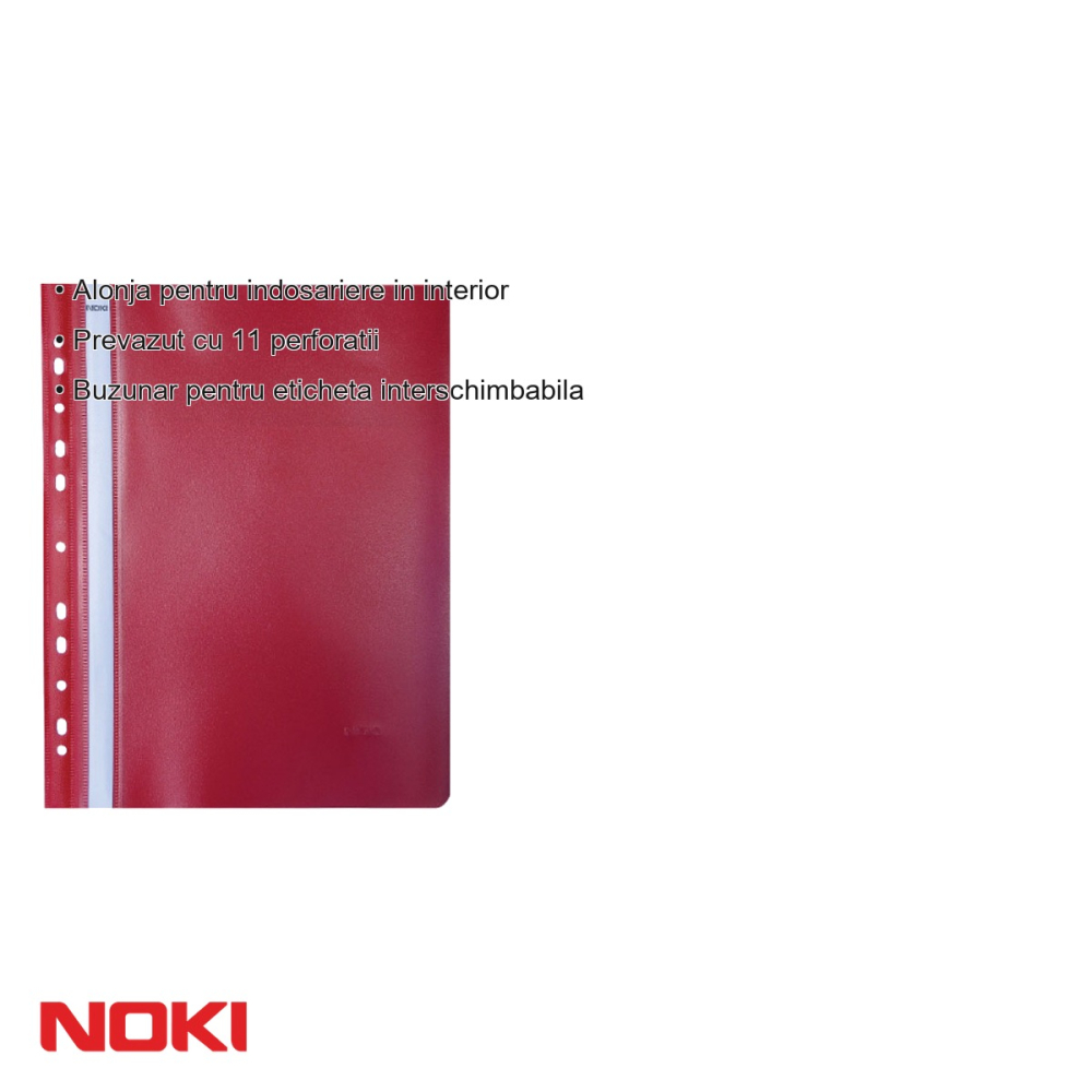 Set 10 dosare plastic cu sina si multiperforatii Noki, coperta transparenta fata, pentru arhivare documente A4 [3]