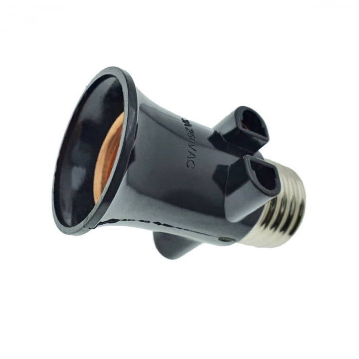 Dulie cu soclu E27 si 2 prize Euro C7, 16A 250V, neagra [5]