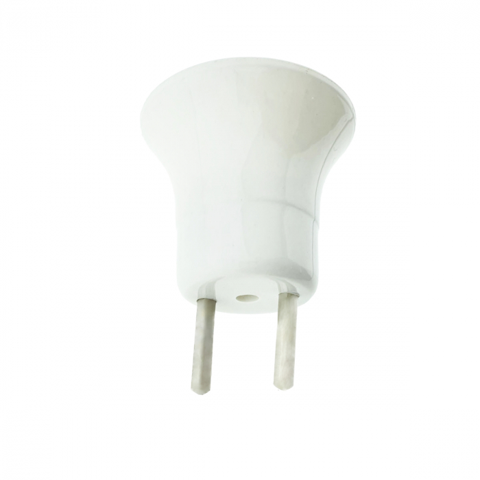 Dulie cu stecher, pentru bec, fasung E27, din plastic, cu conectare la priza retea electrica, alba [4]