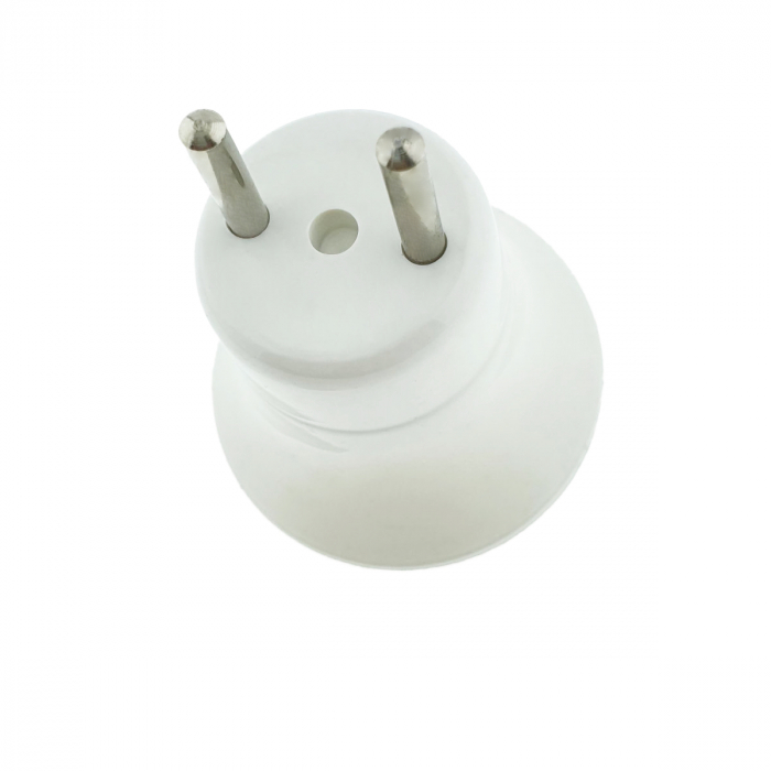 Dulie cu stecher, pentru bec, fasung E27, din plastic, cu conectare la priza retea electrica, alba [2]