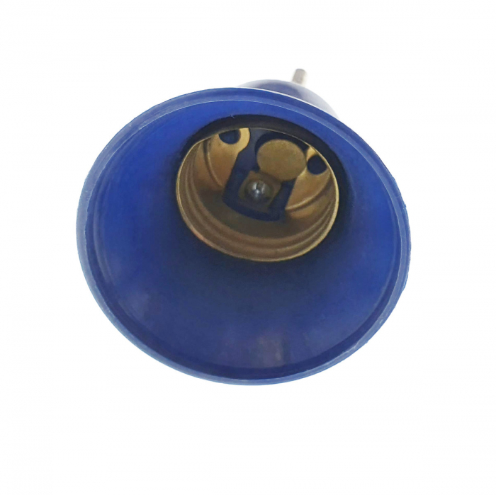 Dulie cu stecher, pentru bec, fasung E27, din plastic, cu conectare la priza retea electrica, albastru [3]