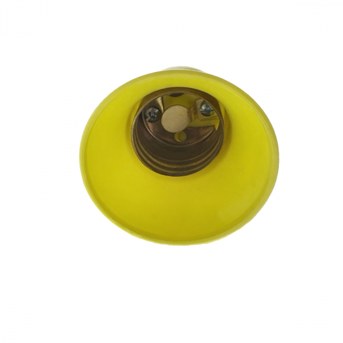Dulie cu stecher, pentru bec, fasung E27, din plastic, cu conectare la priza retea electrica, galben [3]