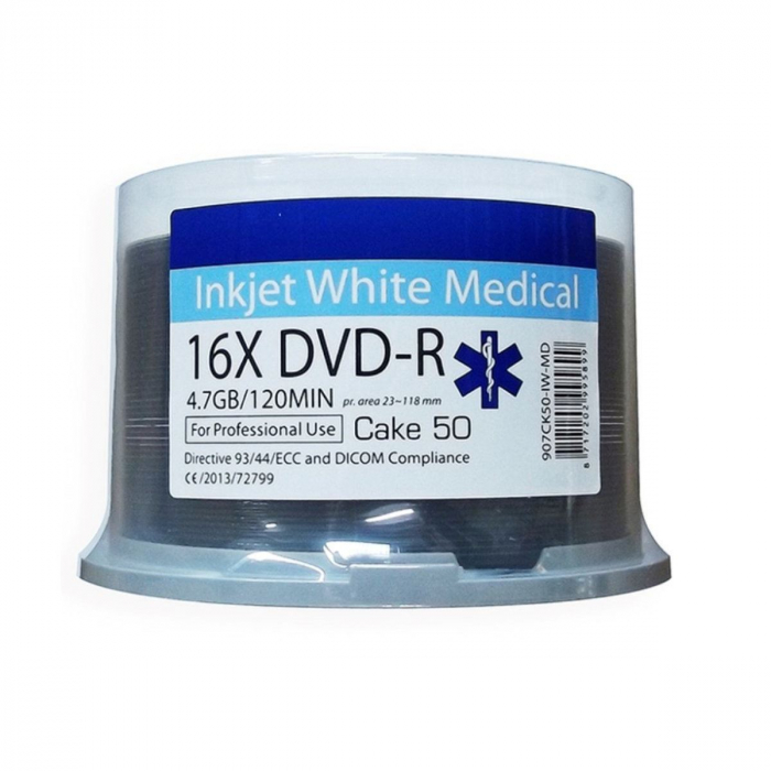 DVD-R 4.7Gb 16X Printabil Alb inkjet RiTEK Medical Line,cake box 50 buc,907CK50-IW-MD [2]