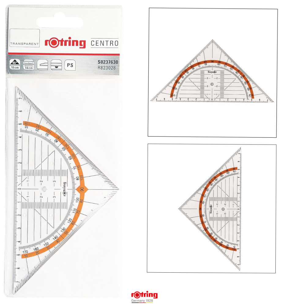 Echer Centro Rotring 16 cm, Instrument 2 in 1 cu Raportor Integrat pentru Desen Tehnic si Geometric [4]