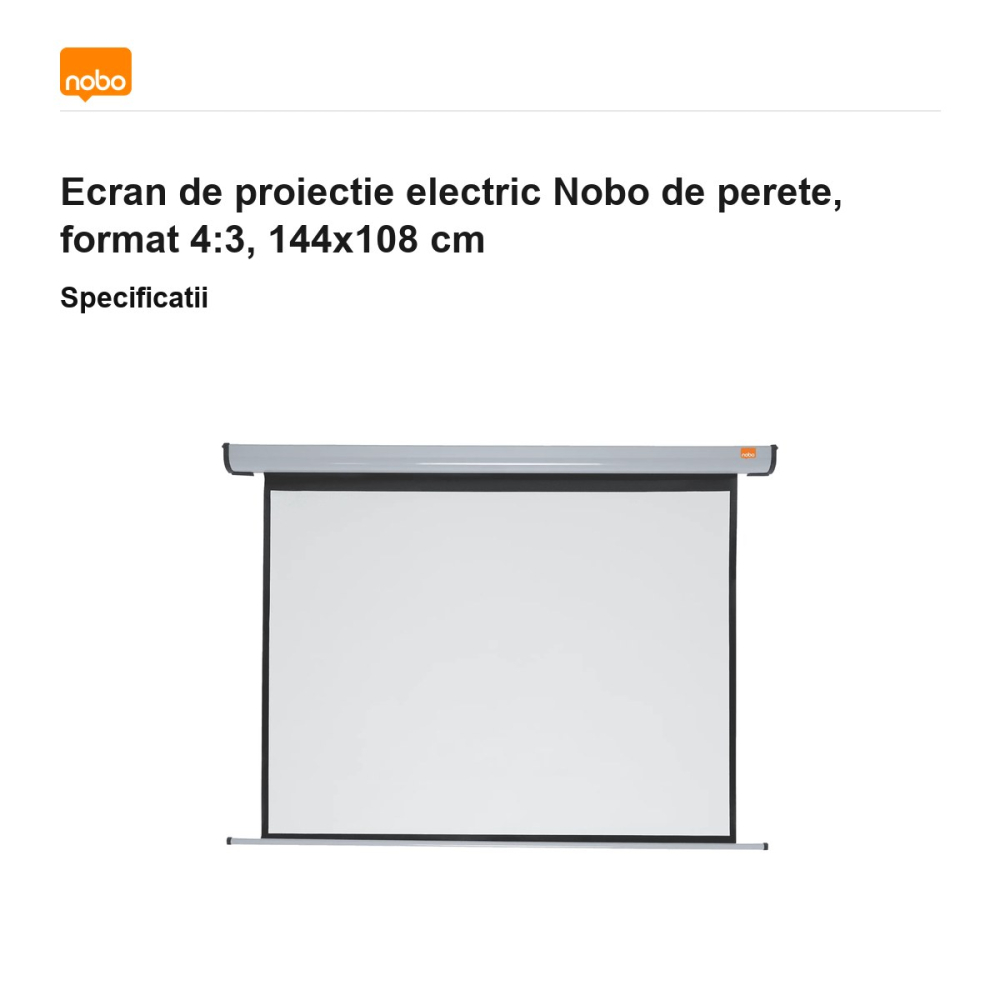 Ecran de proiectie electric Nobo de perete, format 4:3, 144x108 cm [3]