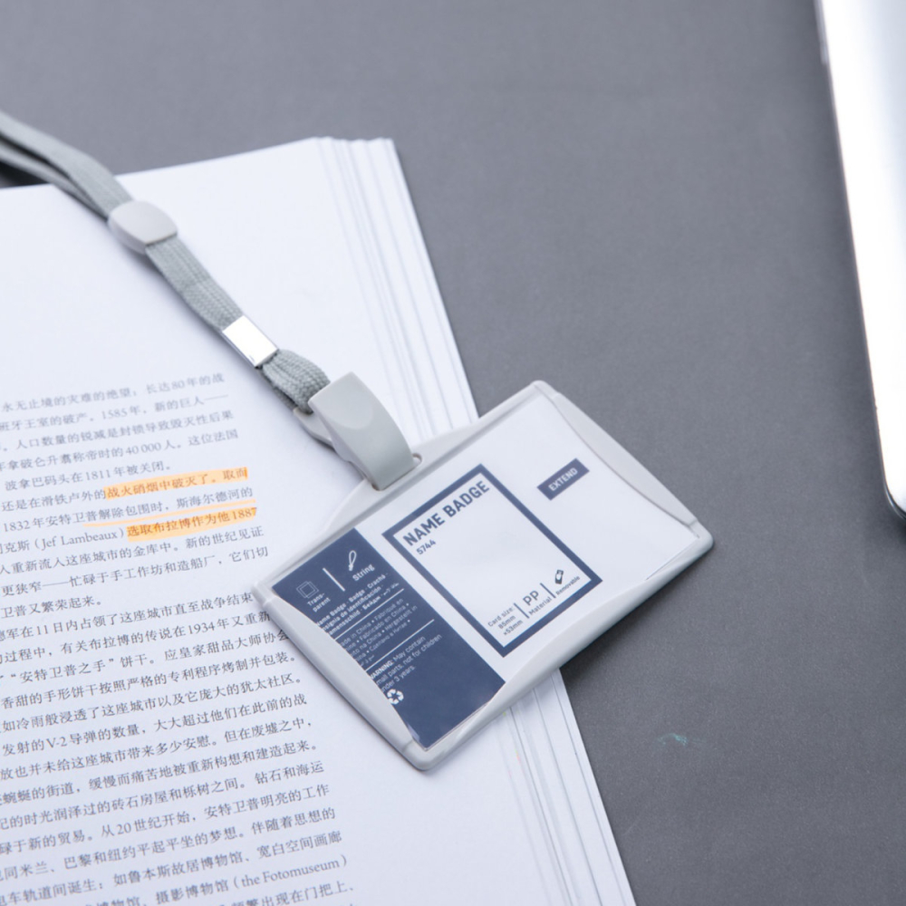 Ecuson Orizontal Rigid 85x53mm cu Snur Textil Reglabil si Clip - Set Complet pentru Badge Angajat, Model 5744 [5]