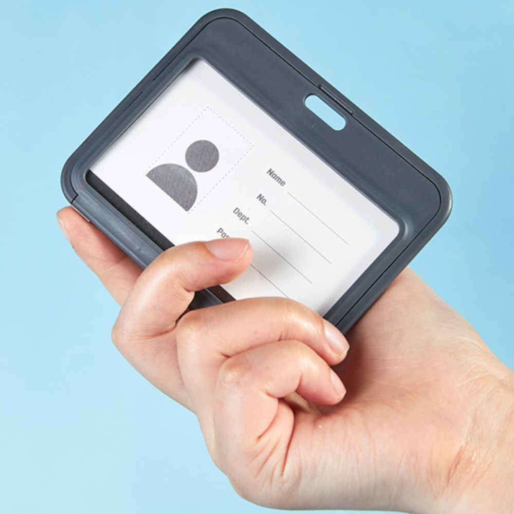 Ecuson Orizontal Rigid ABS cu 2 Fete si Snur Textil - Set Complet pentru Badge Dublu, Model EF420, Culori Asortate [2]