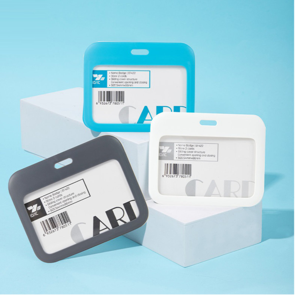 Ecuson Orizontal Rigid ABS cu Snur Textil si Clip - Set Complet, Sistem Glisant, Model EF422, Culori Asortate [2]