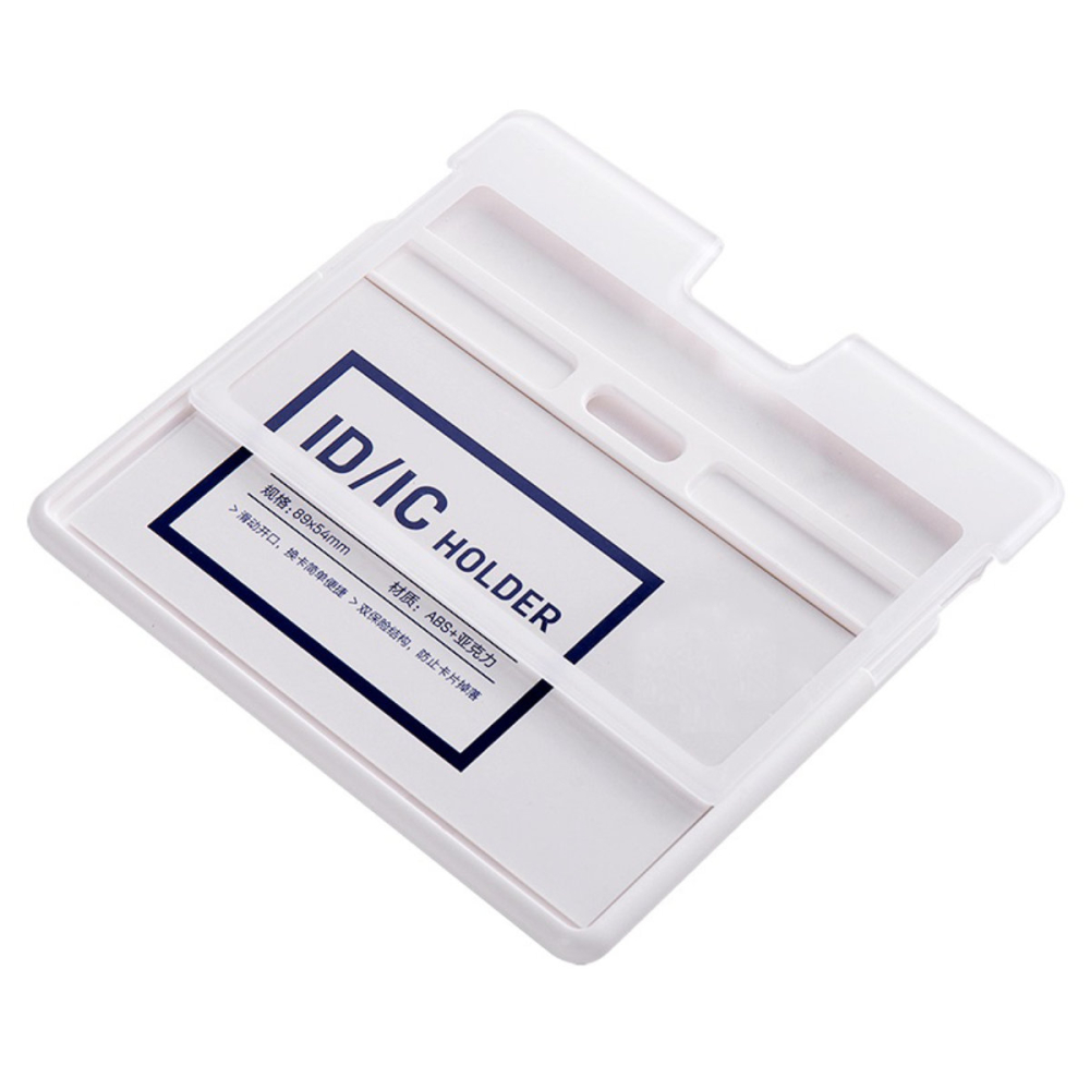 Ecuson Orizontal Rigid pentru Carduri 89x54mm, Capacitate 2 Carduri, Deschidere Laterala, Rama Alba - Suport Protective si Profesional [2]