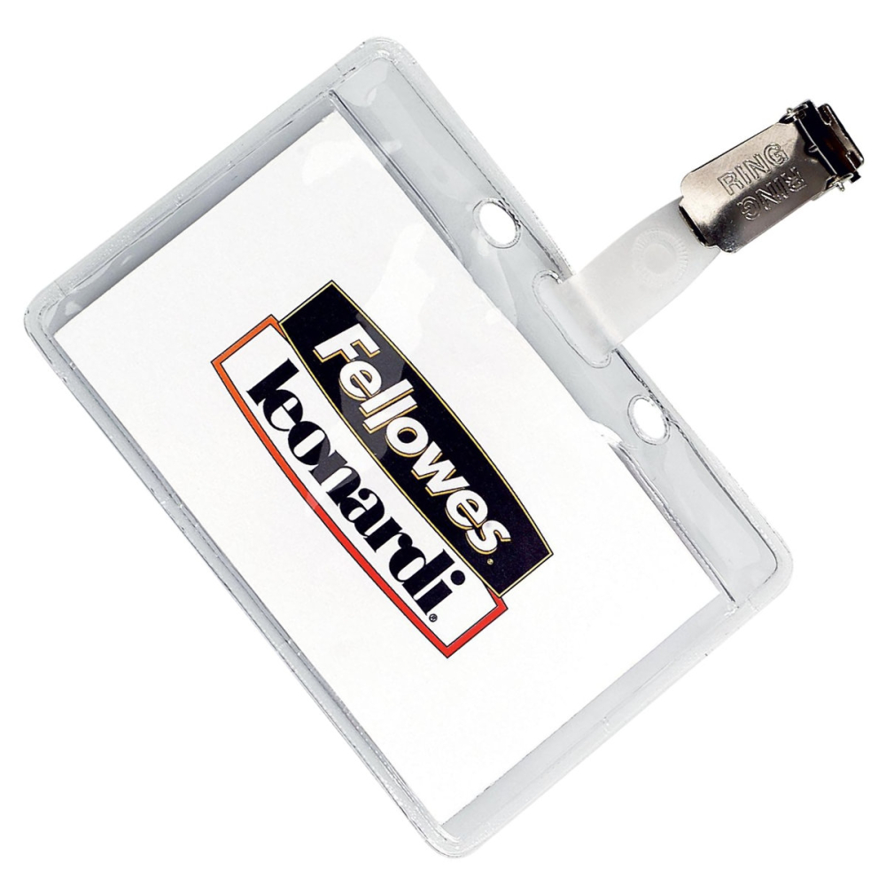 Ecuson Orizontal Rigid PVC Crystal cu Clip Metalic si Clema Plastic, 92x60mm, Model Fellowes 460M [2]