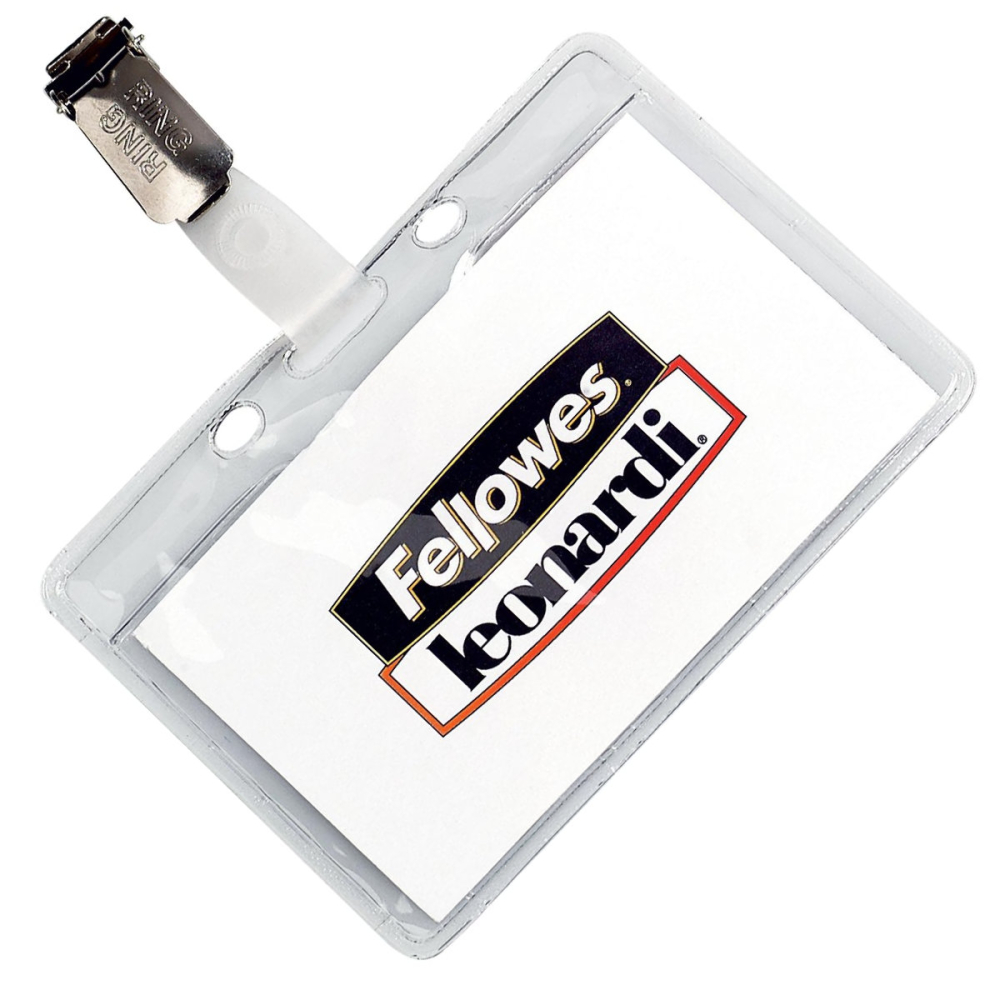 Ecuson Orizontal Rigid PVC Crystal cu Clip Metalic si Clema Plastic, 92x60mm, Model Fellowes 460M [3]