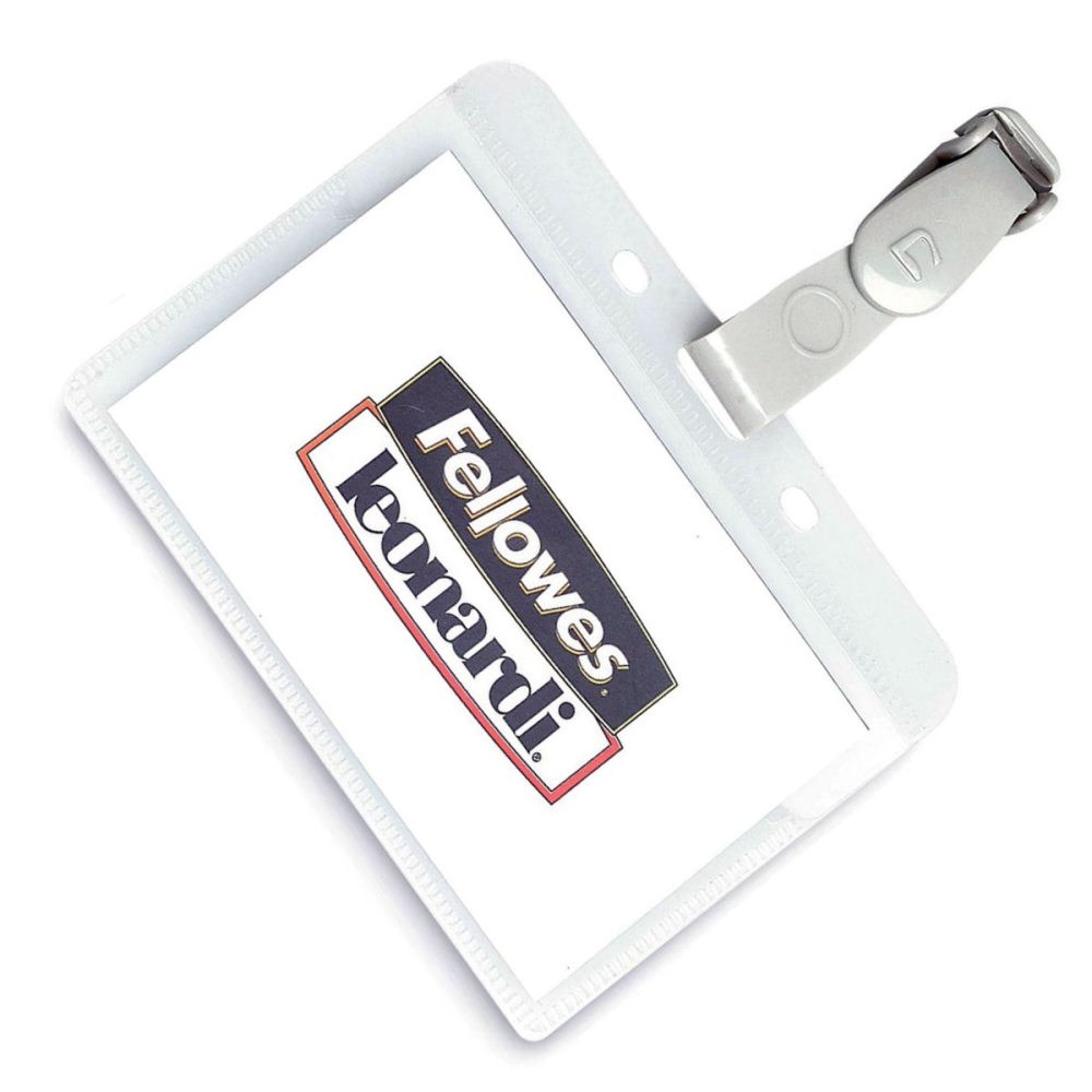 Ecuson Orizontal Transparent PVC Crystal cu Clip Plastic pentru Badge-uri, 99x73mm, Model Fellowes 453TR [2]