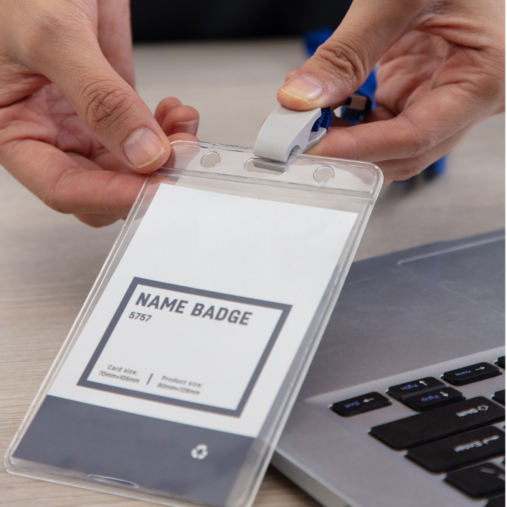 Ecuson Vertical Flexibil 70x105mm cu Snur Reglabil si Clip - Set Complet pentru Badge-uri Verticale Mari, Model 5757 [6]