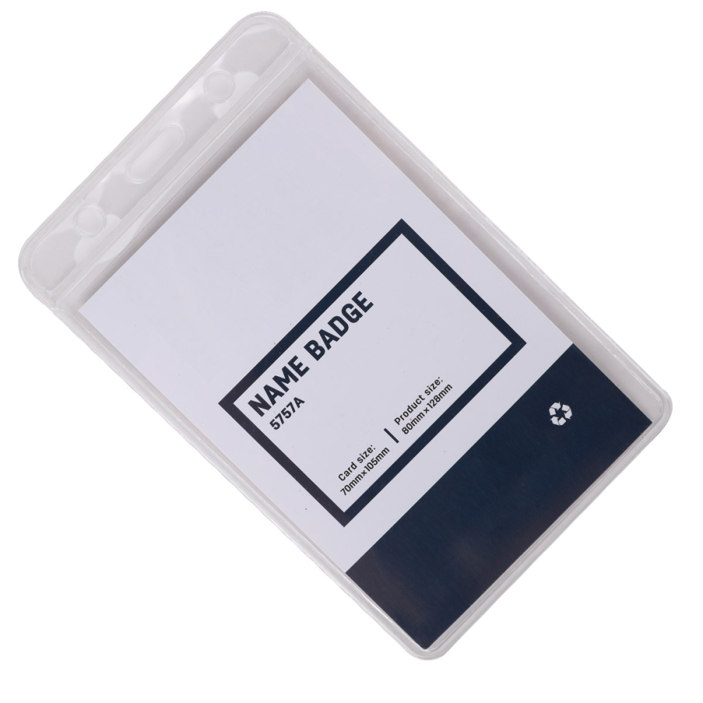 Ecuson Vertical Flexibil Mare 70x105mm cu Sistem Versatil de 3 Gauri Prindere - Suport Universal Badge Vertical, Model 5757A [2]