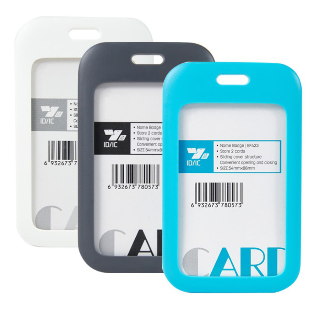 Ecuson Vertical Rigid ABS cu Snur Textil si Clip - Set Complet, Sistem Glisant Vertical, Model EF423, Culori Asortate [2]