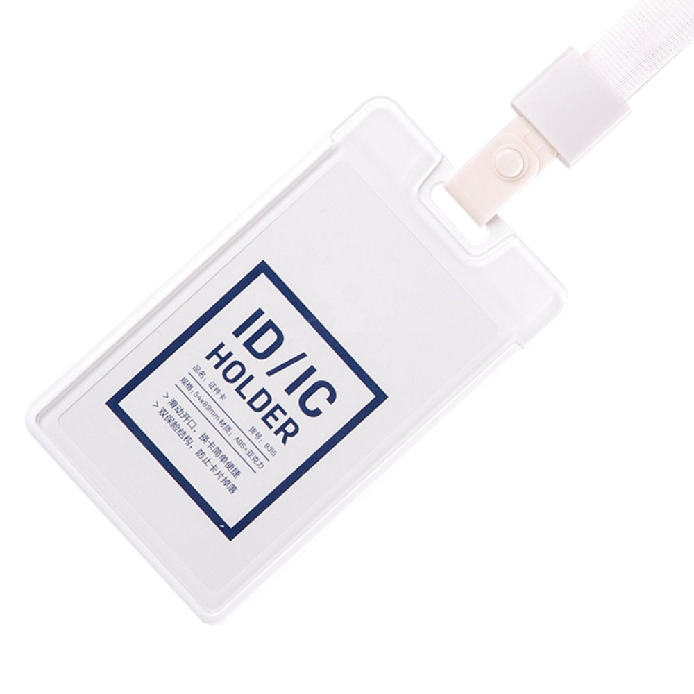 Ecuson Vertical Rigid pentru Carduri 54x89mm, Capacitate 2 Carduri, Deschidere Laterala, Rama Alba - Suport Badge Vertical Professional [2]