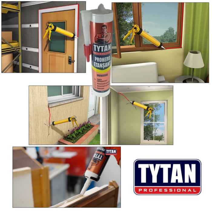 Etansant universal Prohero Tytan Professional 19137, 280ml, pentru sigilare, umplere si reparatii, alb [5]
