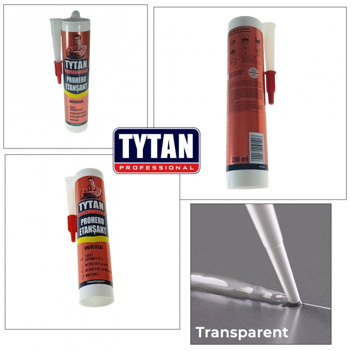 Etansant universal, Prohero Tytan Professional 19141, 280ml, pentru sigilare, umplere si reparatii, transparent [3]