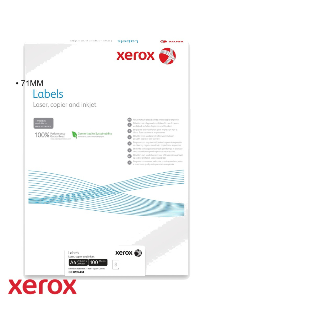 Etichete autoadezive Xerox, 105 x 71 mm, 8/coala A4, colturi drepte, compatibile laser/inkjet, 100 coli/top [3]