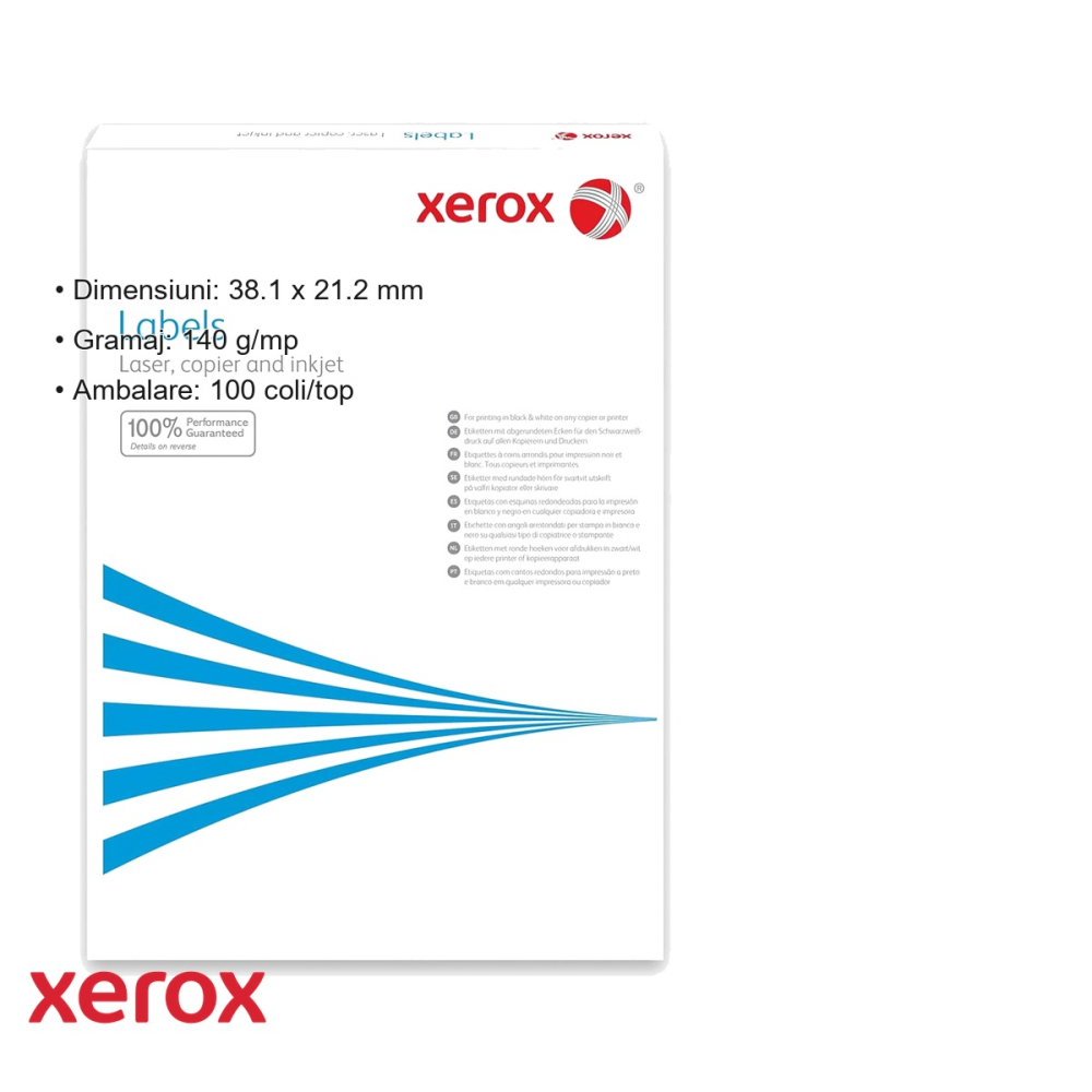 Etichete autoadezive Xerox, 38.1 x 21.2 mm, colturi rotunde, compatibile laser/inkjet, 100 coli/top [3]