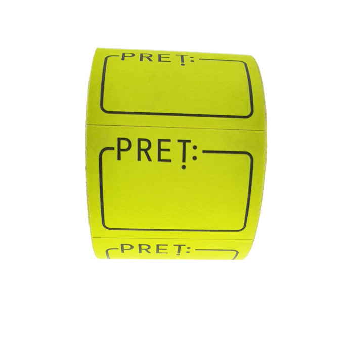Etichete de pret autoadezive 1.5x3cm, galben fluorescent, la rola [2]