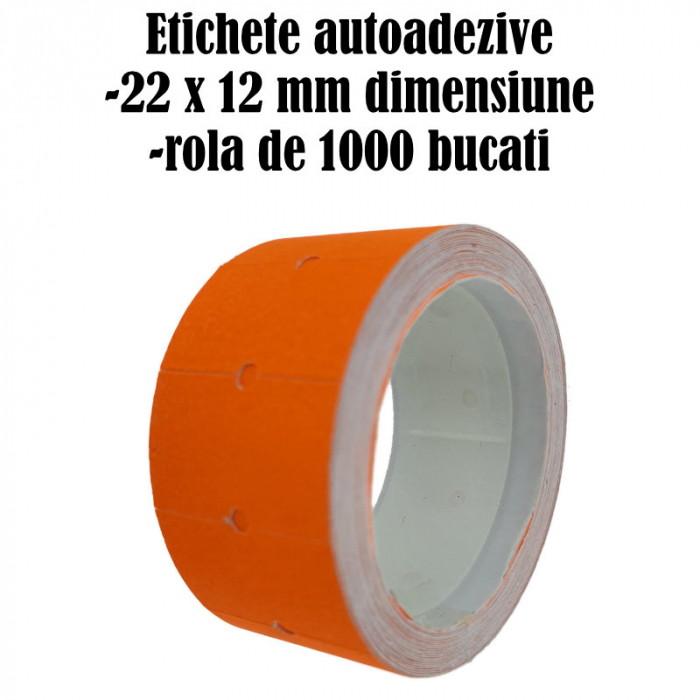 Etichete de pret autoadezive 22x12mm, la rola de 12g, portocaliu fluorescent [6]