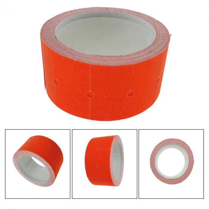 Etichete de pret autoadezive 22x12mm, la rola de 12g, rosu fluorescent [3]