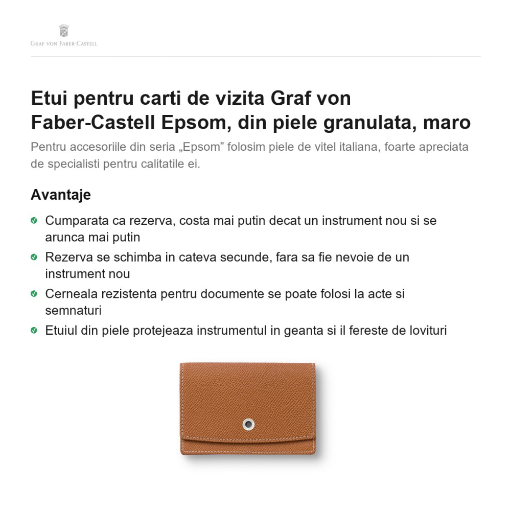 Etui pentru carti de vizita Graf von Faber-Castell Epsom, din piele granulata, maro [2]