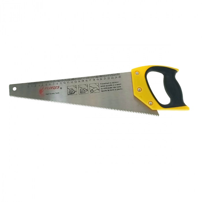 Fierastrau de mana pentru lemn si plastic, 400 mm, cu rigla, Flores FS-11127, maner ergonomic [2]