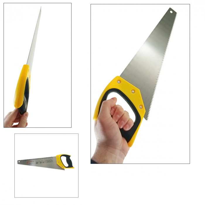 Fierastrau de mana pentru lemn si plastic, 400 mm, cu rigla, Flores FS-11127, maner ergonomic [4]