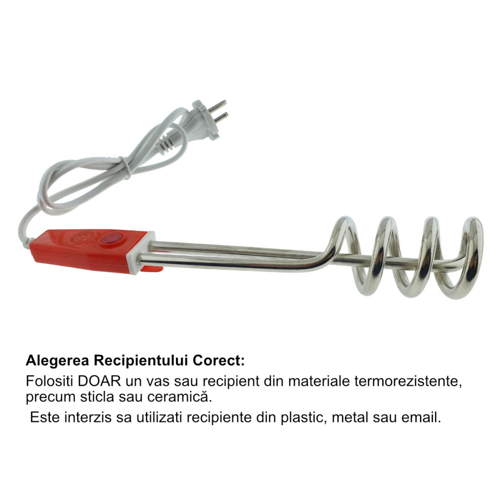 Fierbator electric tip termoplonjon, 1000W cu LED, pentru incalzire rapida apa, utilizare camping si birou, design spiralat ultra-compact [2]