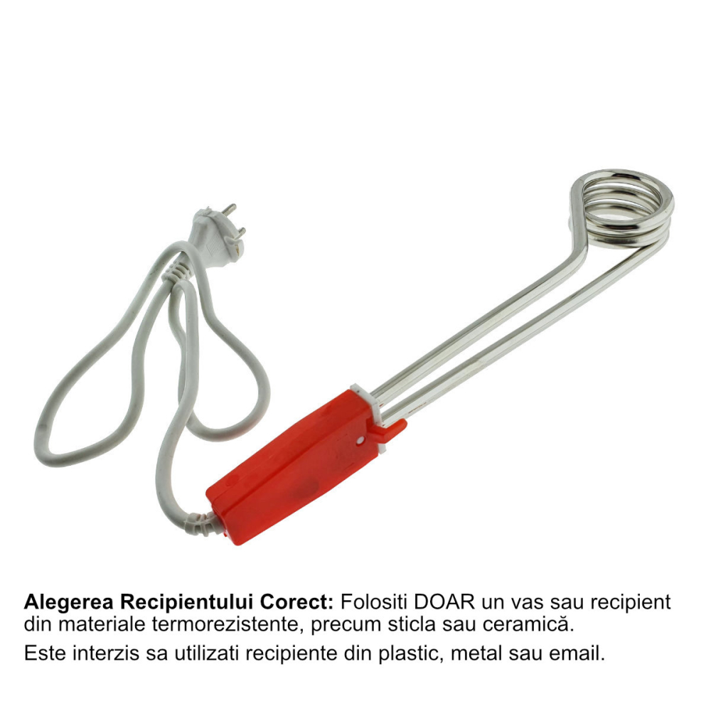 Fierbator electric tip termoplonjon, 1200W, pentru incalzire rapida apa, utilizare camping si casnic, din otel inoxidabil cu maner ergonomic ABS [2]