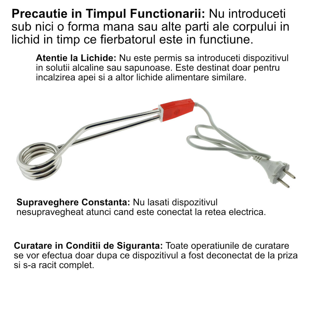 Fierbator electric tip termoplonjon, 1200W, pentru incalzire rapida apa, utilizare camping si casnic, din otel inoxidabil cu maner ergonomic ABS [4]