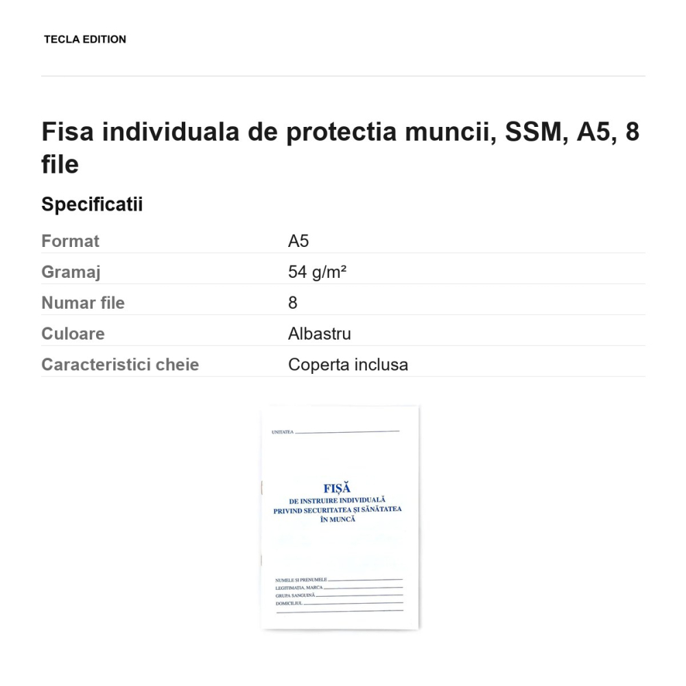 Fisa individuala de protectia muncii, SSM, A5, 8 file [3]