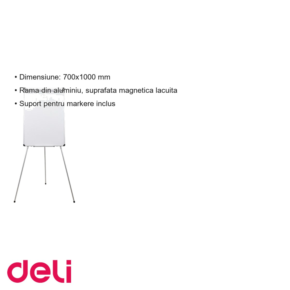 Flipchart magnetic Deli, rama aluminiu, suprafata lacuita 700x1000 mm, pentru prezentari profesionale [3]